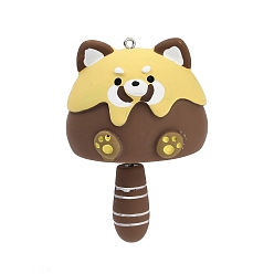 Седло Коричневый Непрозрачные подвески смолы, с хвостом и платиновыми железными петлями, енот, 70.5x47.5x37.5 мм, отверстие : 2.5 мм