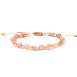 Клубничный Кварц Натуральные клубничные кварцевые плетеные браслеты из бисера, 6-1/4~10-5/8 дюйм (16~25 см)