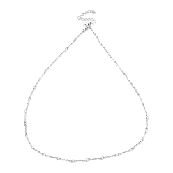 Нержавеющая Сталь Цвет Не тускнеет 304 ожерелья из волнообразной цепи из нержавеющей стали, цвет нержавеющей стали, 17.60 дюйм (44.7 см)