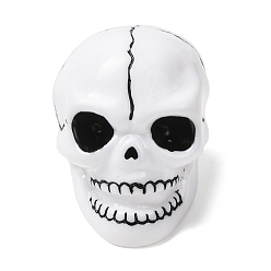 White Resin Skull Ornaments for DIY Decorations, Halloween Crafts, White, 39.5x36x41mm