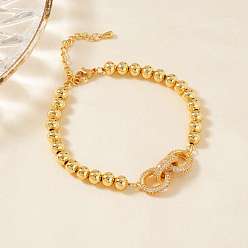 Золотой Браслеты из латунных овальных звеньев с микропаве из прозрачных кубических цирконий для женщин, золотые, 6-3/4x3/8 дюйм (17x1.1 см), ссылка: 33 mm