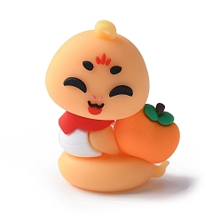 Оранжевый Пластиковые подвески из пвх, змея с яблоком, оранжевые, 46.5x35.5x21.5 мм, отверстие : 2 мм