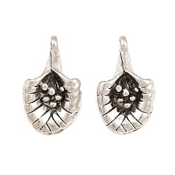 Antique Silver Tibetan Style Alloy Pendants, Flower Charms, Antique Silver, 26x15x6mm, Hole: 2.5mm