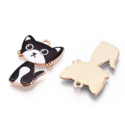Черный Подвески из эмали и сплава, золотой свет, кошачье очарование, чёрные, 26x17 мм