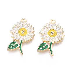 Белый Подвески из эмали и сплава, , золотые, без кадмия, без никеля и без свинца, белые, 25.5x15.5x1.5 мм, отверстие : 1.4 мм