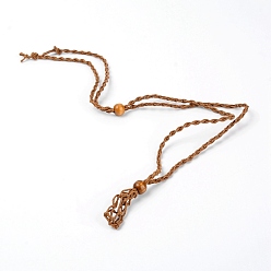 Сиена Ожерелье шнур пустой каменный держатель, регулируемый плетеный вощеный шнур для изготовления колье из макраме, сменный камень, цвет охры, 18.31 дюйм (46.5 см), 37x15 мм