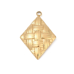 Настоящее золото 18K 304 подвески из нержавеющей стали, ионное покрытие (ip), ромбовидный шарм, реальный 18 k позолоченный, 26x18x4 мм, отверстие : 2 мм