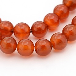 Carnelian Gemstone Beads Strands, Natural Carnelian, Dyed, Round, 8mm, Hole: 1mm, about 49pcs/strand, 15~16 inch