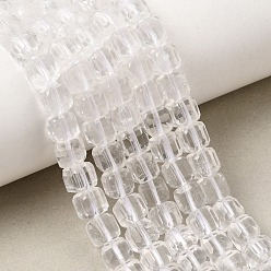 Quartz Crystal Natural Quartz Crystal Rock Crystal Beads Strands, Faceted Table Cut Cube Beads, 6.5x6.5x6mm, Hole: 1mm, about 58pcs/strand, 14.37''(36.5cm)