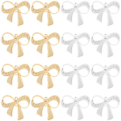 Золотой & Серебряный 20шт 2 цвета латунные соединительные подвески, без кадмия и без свинца, бантом ссылки, золотой и серебряный, 23x25.5x1.5 мм, отверстие : 1.4 мм, 10 шт / цвет