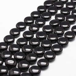 Black Onyx Бусины из натурального черного оникса, класс А, окрашенная и подогревом, плоско-круглые, 12x6 мм, отверстие : 1 мм, около 33 шт / нитка, 15.16 дюйм ~ 15.35 дюйм