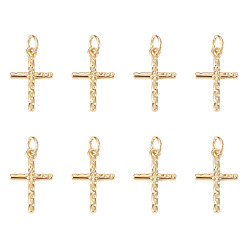 Настоящее золото 18K 8 латунные подвески шт., крест прелести, долговечный, без свинца и без кадмия, стойки покрытие, с целью перехода в кольце, реальный 18 k позолоченный, 17x11x1.5 мм, отверстие : 3.3 мм
