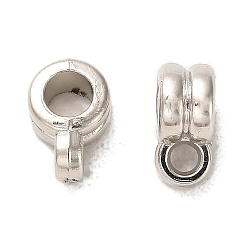 Platinum CCB Plastic Tube Bails, Loop Bails, Grooved Column, Platinum, 9.8x4.5x6mm, Hole: 2mm, Inner Diameter: 3.8mm