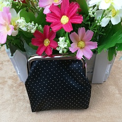 Черный Сумочка для куклы из трапециевидной ткани, с металлической оправой для сумочки платинового цвета и блестящей пудрой, принадлежности для американских кукол, полька точка рисунок, чёрные, 70x90 мм