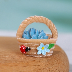 Insects Мини-модель цветочной корзины из смолы, аксессуары для кукольного домика с микро-ландшафтом, притворяясь опорными украшениями, насекомые, 25x27 мм