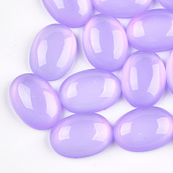 Lilac Translucent Resin Cabochons, Oval, Lilac, 21x15x6~7mm