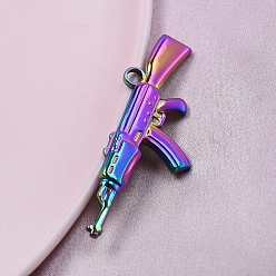 Rainbow Color 304 подвески из нержавеющей стали, очарование пистолета, Радуга цветов, 42x17x2.1 мм, отверстие : 2.5 мм