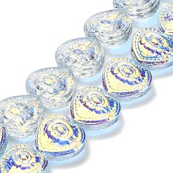 Светло-Голубой Гальваническая краска для запекания стеклянные бусины нити, сердце, с покрытием AB цвета, с половиным покрытием, Небесно-голубой, 14.5x16x4.5 мм, отверстие : 1.2 мм, около 45 шт / нитка, 25.59'' (65 см)