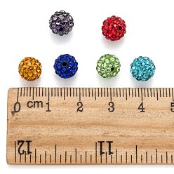 Mixed Color Pave Disco Ball Beads, Polymer Clay Rhinestone Beads, Grade A, Round, Mixed Color, PP12(1.8~1.9mm), 8mm, Hole: 1mm