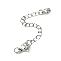 Платина Латунный удлинитель бордюрной цепи, цепочки с застежками-карабинами и подвесками в виде тюльпанов, платина, 74 мм