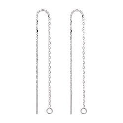 Серебро 925 Результаты шпильки стерлингового серебра, с печатью 925, нить, с кабельным цепи, серебряные, 99x0.8 мм, отверстие : 1 мм, штифты : 0.8 мм