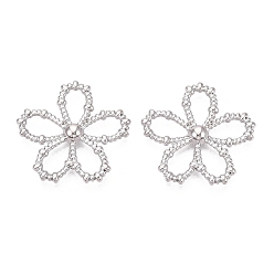 Платина Сплав цветочные многожильные звенья, стойки покрытие, без свинца, без никеля и без кадмия, платина, 32~33x32~34x5 мм, отверстие : 11x6 мм