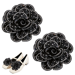 Черный Пряжки для обуви из ткани и железа, платина, чёрные, 85 мм