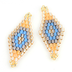 Мокасин Миюки и тохо японский бисер, Ссылки ручной работы, Ромбовидный рисунок, мокасин, 31~32.5x13~13.5x1.5~2 мм, отверстие : 1 мм