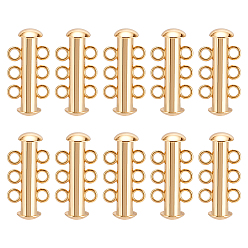 Золотой 10шт. трубчатые латунные защелки-фиксаторы, 4 нитей, 8-луночное, золотые, 21.43x10.2 мм