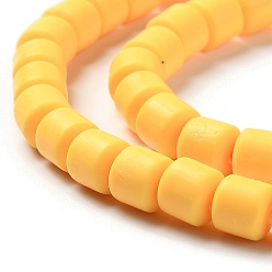 Gold Handmade Polymer Clay Bead Strands, Column, Gold, 6.5x6mm, Hole: 1.2mm, about 61pcs/strand, 15.75 inch(40cm)