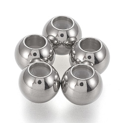 Нержавеющая Сталь Цвет 202 из нержавеющей стали бусы, с резиной внутри, ползунки, цвет нержавеющей стали, 7.8x6.4 мм, отверстие : 3.6 мм