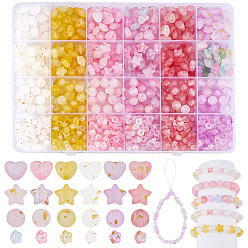 (52) Непрозрачная лаванда 1410 шт. 24 цветные матовые прозрачные акриловые бусины, с золотой фольгой и блестящими бусинами, разнообразные, разноцветные, 5.5~10x5.5~10x3~7.5 мм, отверстие : 1.5~2 мм