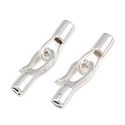 Silver Brass Fold Over Clasps, Silver, 22mm, Hole: 0.8mm