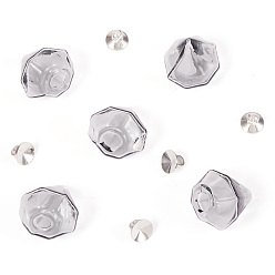 Шифер Серый 5 шт. бутылок из выдувного стекла ручной работы, для изготовления подвесок из стеклянных флаконов, алмаз, с подвесками из латунной бусины, шифер серый, 16~17x15~15.5x13.5~14.5 мм, отверстие : 2.5~5 мм