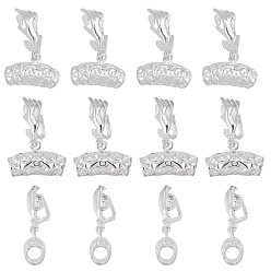 Silver Brass Pendant Bails, Ice Pick Pinch Bails, Hand with Heart, Silver, 36x23.5mm, Hole: 6x5.5mm, 12pcs/box