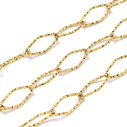 Real 18K Gold Plated 304 Stainless Steel Rhombus Link Chains, Soldered, with Spool, Real 18K Gold Plated, 15x7x1mm, 10m/roll