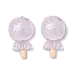 Plum Resin Cabochons, Lollipop with Star, Plum, 27.5x16x8mm