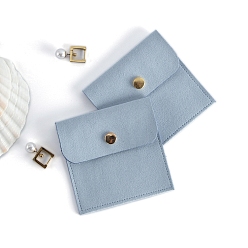 Светло-Синий Бархатные мешочки для хранения украшений с кнопкой, для упаковки свадебной вечеринки, квадратный, голубой, 8x8 см