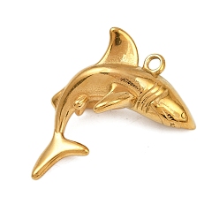 Золотой 304 подвески из нержавеющей стали в виде морских животных, акул амулеты, золотые, 34x41x18.5 мм, отверстие : 2.5 мм