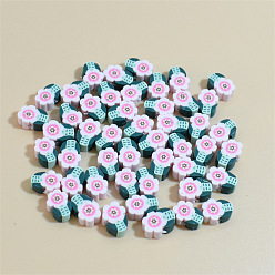 Pink Manuell Polymer Ton Perlen, für DIY Schmuck Bastelbedarf, Blume, rosa, 10x0.5 mm