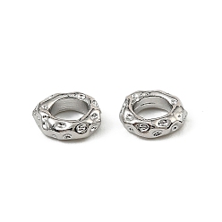 Платинированный Латунные бусины, кованый текстурированный, Реальная платина, 6.5x5.5x1.5 мм, отверстие : 3.5 мм