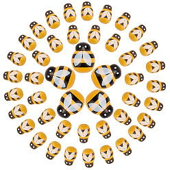 Gold 400Pcs 2 Style Spray Painted Wooden Cabochons, Printed, Bees, Gold, 200pcs/style