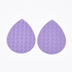 Medium Purple Spray Painted Iron Big Pendants, Teardrop, Medium Purple, 53x41.5x2mm, Hole: 1.8mm