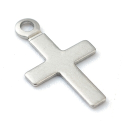 Stainless Steel Color Non-Tarnish 304 Stainless Steel Tiny Cross Charms, Laser Cut, Stainless Steel Color, 10x6x0.4mm, Hole: 0.9mm