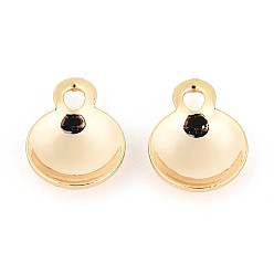 Настоящее золото 18K Сеттинги для кулона (кабошонов), латунь , без никеля , полукруглый, реальный 18 k позолоченный, лоток : 5 мм, 7x5 мм, отверстие : 1.5 мм