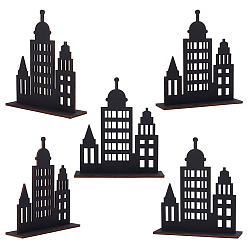 Черный 6 шт. фанерных деревянных замковых украшений, украшения для дома, чёрные, 180x50x200 мм