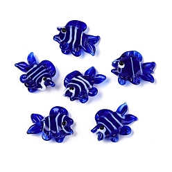 Средно-синий Бусы лэмпворк ручной работы, рыба, светло-синий, 18~23x23~27x8.5~10 мм, отверстие : 1.5 мм, около 21~25 шт / нитка, 16.54~19.69 дюйм (42~50 см)