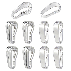 Платина 10 шт. 2 стили 925 застежки-кнопки из стерлингового серебра, платина, 7x2~2.5x3.5 мм, отверстие : 6~6.5x3~2.5 мм, 5 шт / стиль