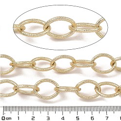 Light Gold Aluminium Cable Chains, Texture, Unwelded, with Spool, Light Gold, 18x14x2mm, about 32.81 Feet(10m)/Roll