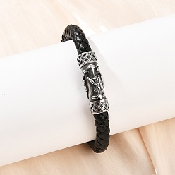 Черный Плетеные браслеты из микрофибры для мужчин и женщин, с 304 из нержавеющей стали магнитные застежки, чёрные, 9-1/8 дюйм (23 см)